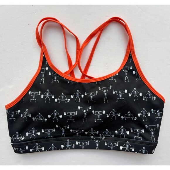 Born Primitive NWOT Warrior Sports Bra Skeleton Weightlifting Print Size Small - Picture 2 of 9